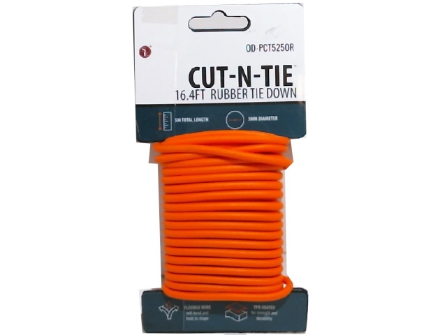 Tie Down Rubber 5mm X 16.4\' Orange Cut-n-tie
