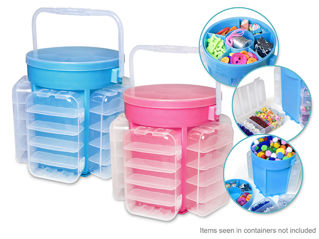 Craft Storage: 5.2x5.9 inch Storage - Organizing Bucket with 5 Snap-on Org Boxes