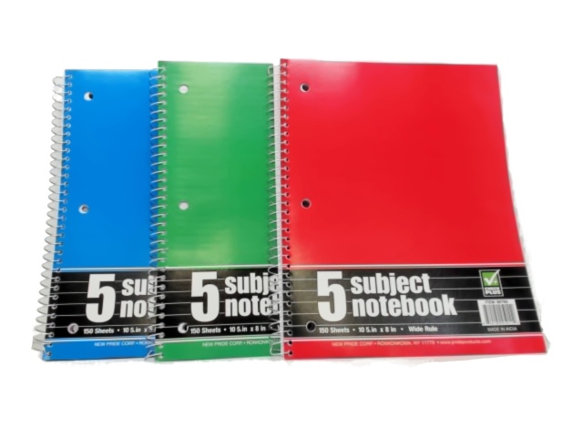 Notebook 5 Subject 10.5 x 8\