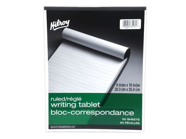 HILROY WRITING TABLETS-RULED 8x10 inch 50 SHEETS
