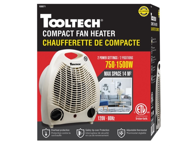 Compact Plastic Fan Heater 750-1500W(endcap)