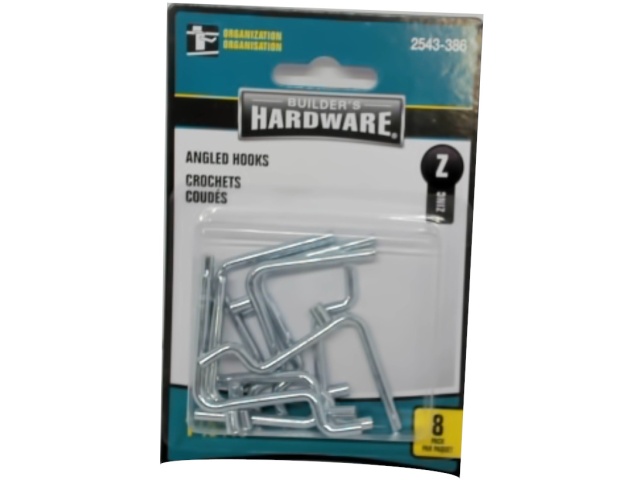 Angled Pegboard Hooks 1.5 8pk. Builder\'s Hardware\