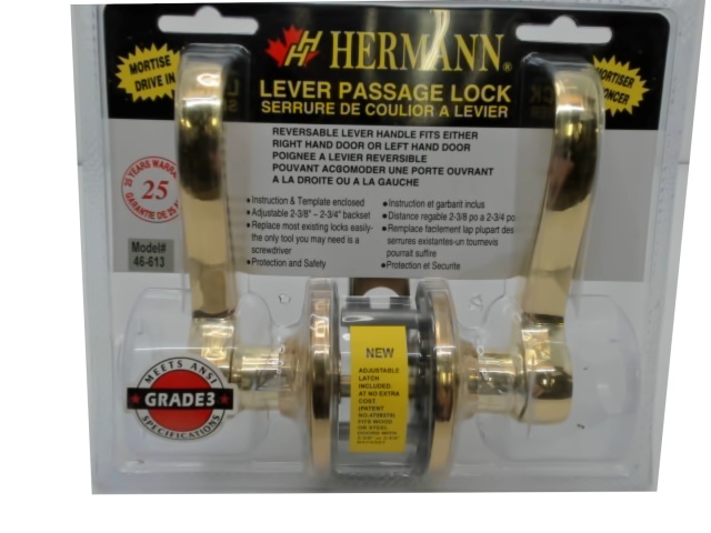 Lever passage door lock brass