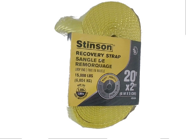 Recovery strap with loops 20 foot x 2 inch 5,000 lb work load Stinson