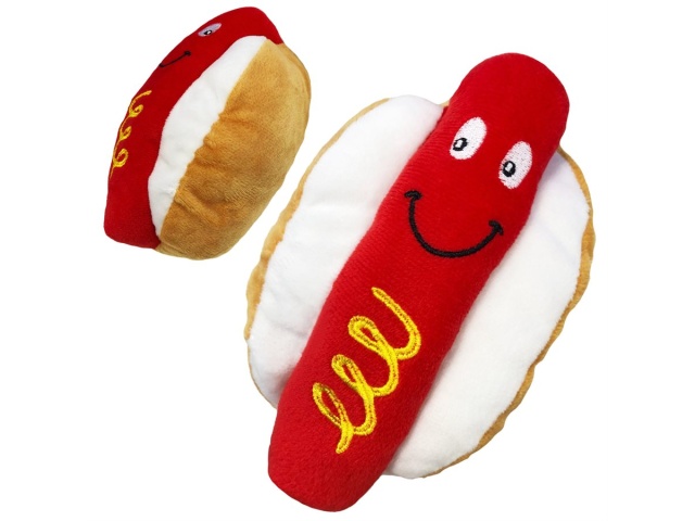 Pet Toy Hotdog Plush w/ Squeaker 6.7 Animoos\