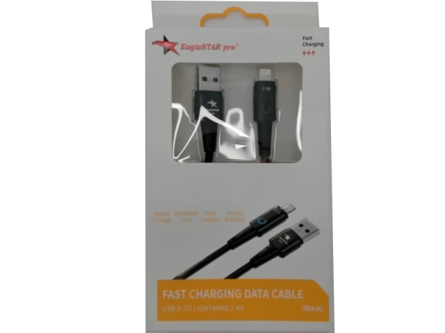 USB-A to Lightning™ 12W 2.4A 6 foot fast charging cable