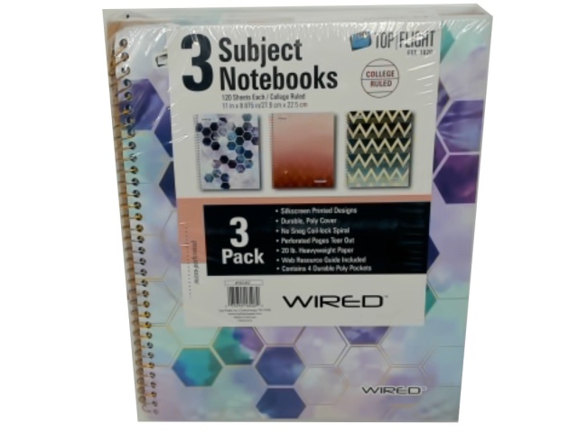 Notebook 3 Subject 3pk. 11x8.875\