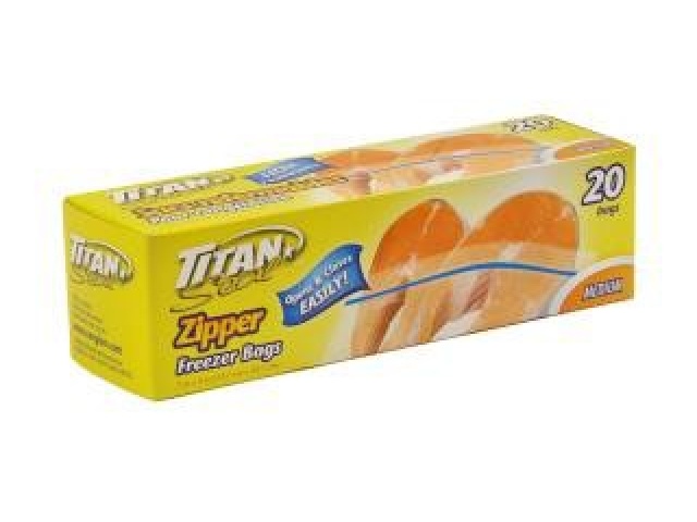 Titan Medium zipper freezer bags 2O/bx 24/cs