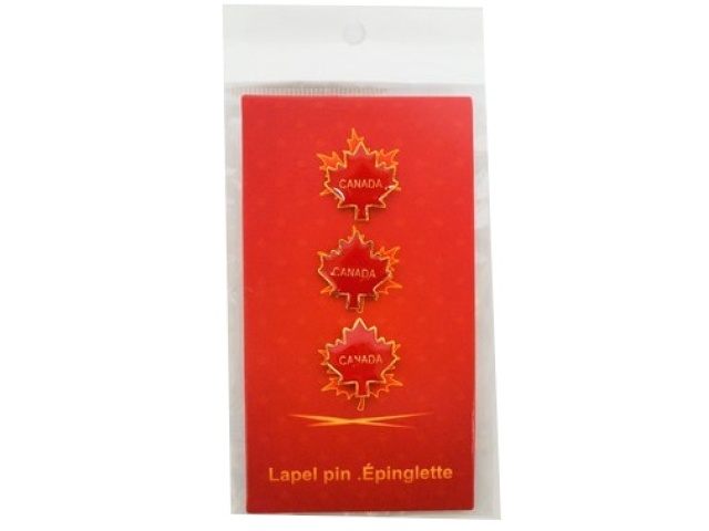 CANADA MAPLE  PINS 3PK RED