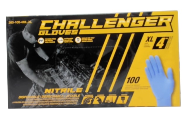 Disposable Gloves Nitrile XL 100pk. 4 Mil Challenger
