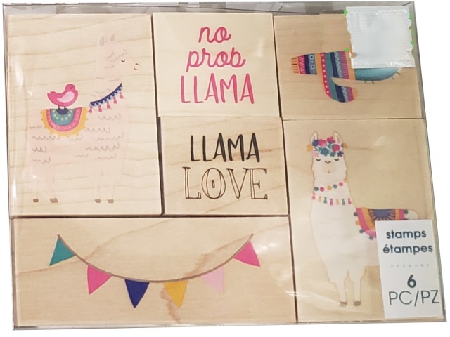 Wooden Stamps 6pk. No Prob Llama