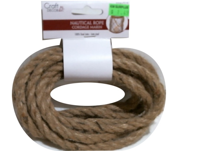 10mm.x 2.8m. Nautical Rope Jute Braided