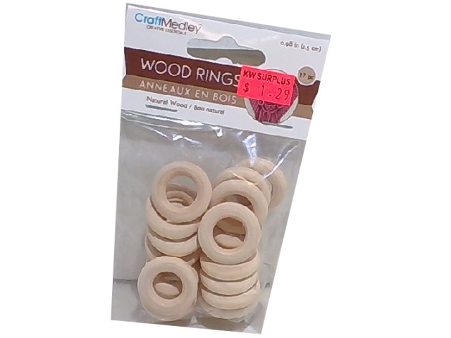 Craftwood 25mm. Craft Rings x 17 Natural