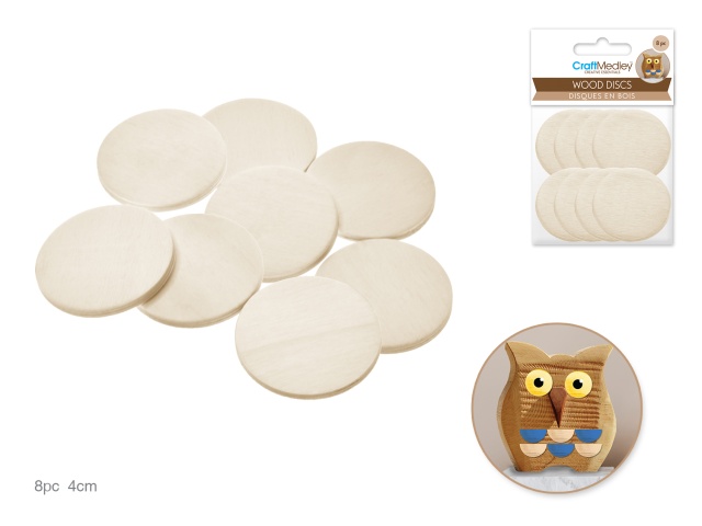 Craftwood: Wood Discs 3.8mm Thick C) 4cm 8pc