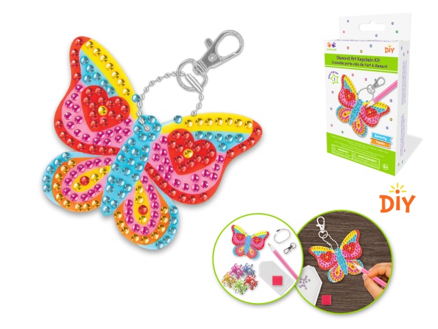 Krafty Kids Kit: Diamond Painting DIY Keychain Kit A) Butterfly