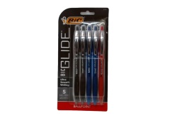 Ball Pens 5pk. Bic Glide Atlantis Ass't Colours