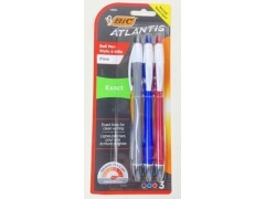 BIC 3PK ATLANTIS EXACT PENS ASSORTED