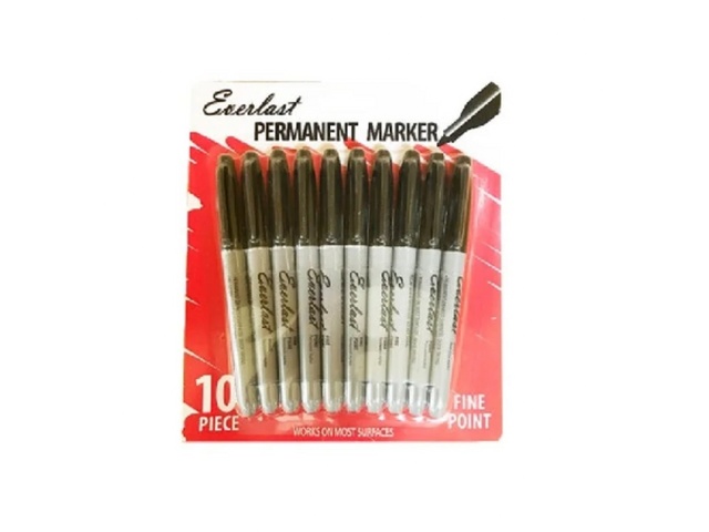 Marker 10 Pk Black Permanent Fine Point