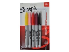 SHARPIE 5PK FINE MARKERS ASST'D