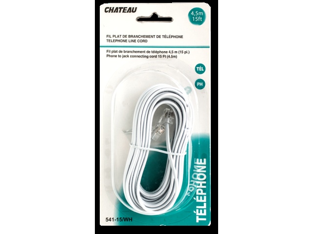 Phone Line Cord White 15 foot