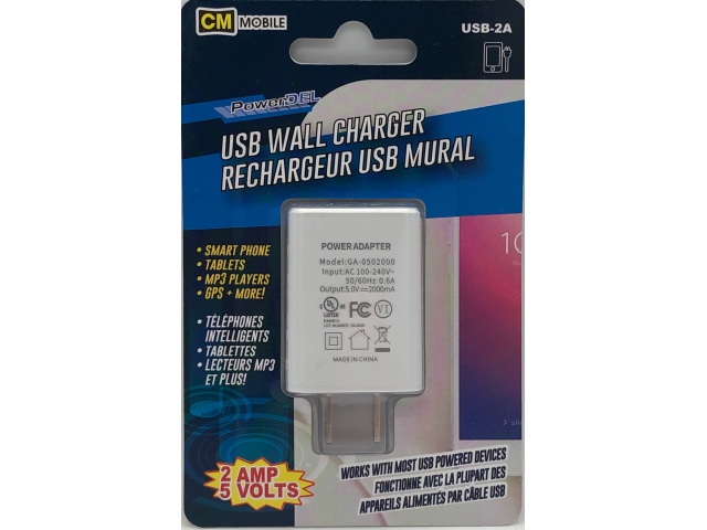 Wall charger USB 2 amp