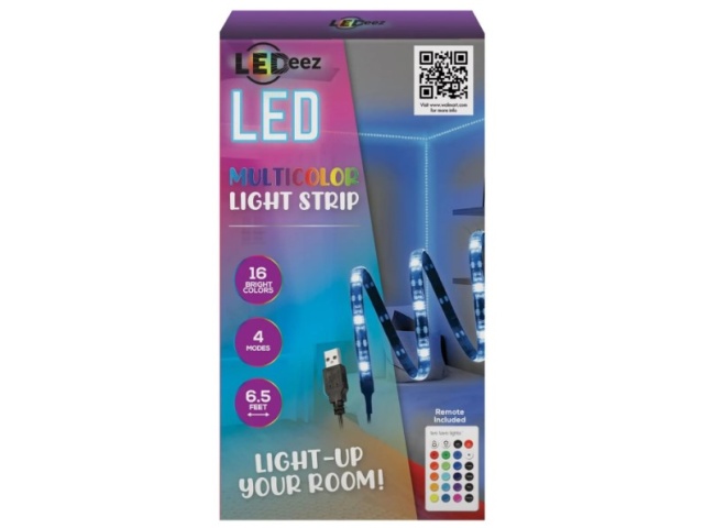 LED Light Strip Multicolour 6.5\' USB Powered