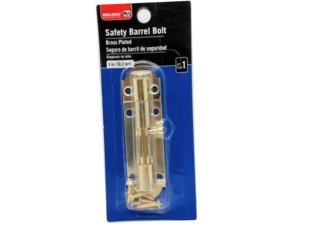 Safety Barrel Bolt 3 Brass Plated Bulldog\