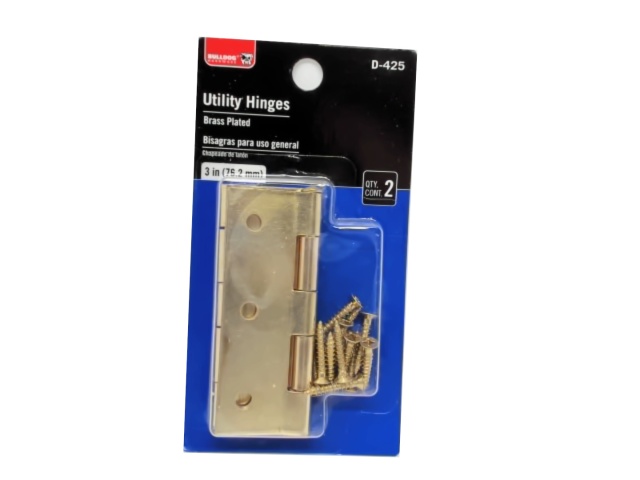 Utility Hinge 3 2pk. Brass Plated Bulldog\