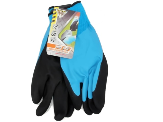 Gloves Rubber Coated Palm XL Black/Blue Sure Grip