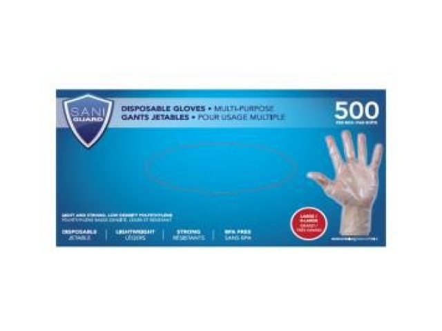 SANI-GUARD DISPOSABLE LDPE GLOVES L/XL 500/PK