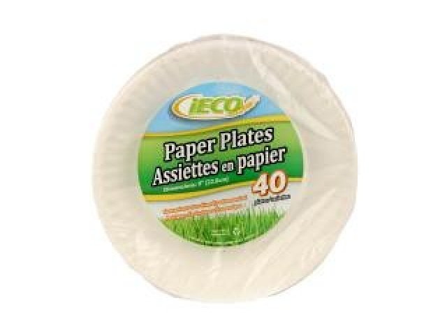 Paper Plates 9” 40/bag x 24/case