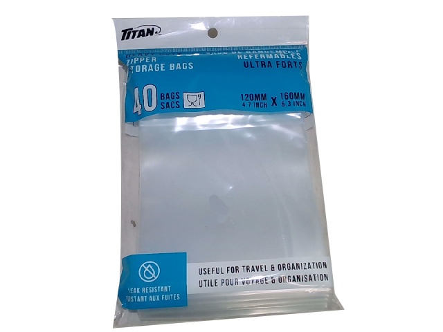 Storage bags heavy duty zipper 120x160mm 40 pack Titan