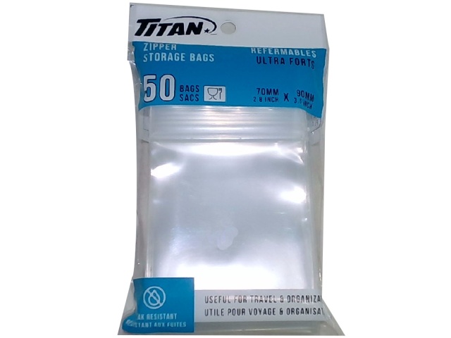 Storage bags heavy duty zipper 70x90mm 50 pack Titan