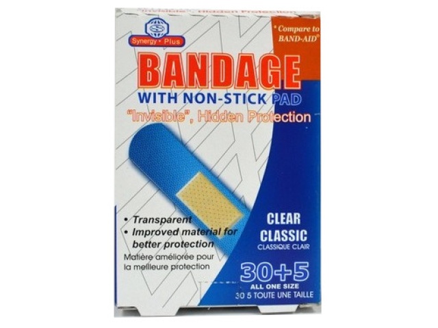 Bandage with non-stick pad clear transparent 30+5