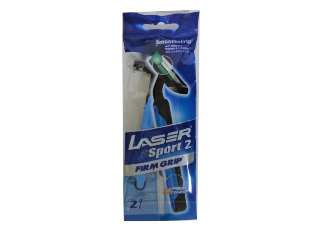 LASER 2PK RAZOR TWIN BLADES SPORT 2 FIRM GRIP