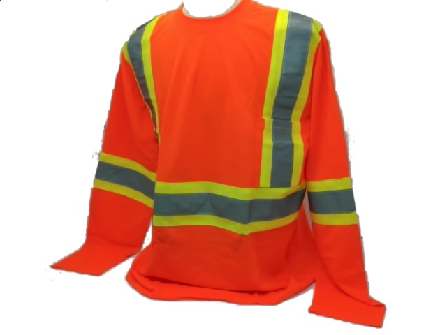 Work Shirt Long Sleeve XL Hi Viz Orange Polyester