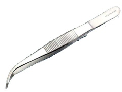 Forceps, medium point, 115mm 4.5, curved, stain