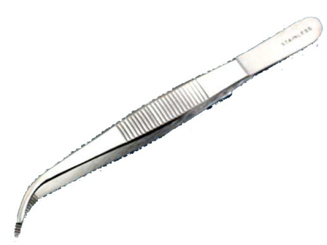 Forceps, medium point, 115mm 4.5, curved, stain\