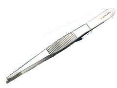 Forceps, medium point, 115mm 4.5, straight, sta