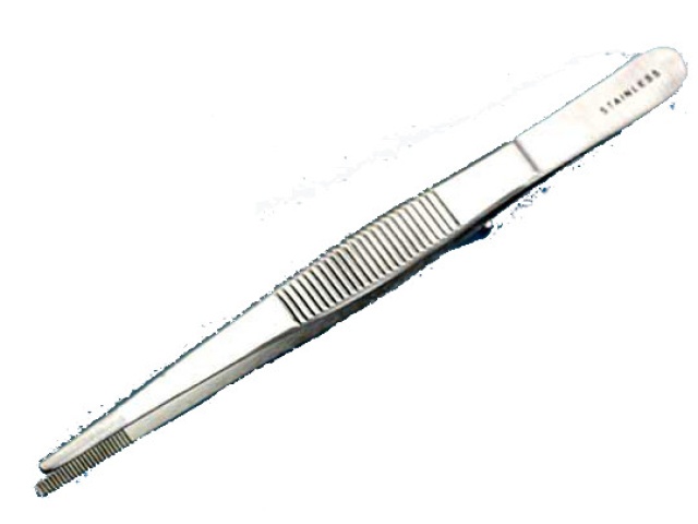 Forceps, medium point, 115mm 4.5, straight, sta\