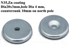 Rare Earth Round Magnet with 4mm hole 20x3mm