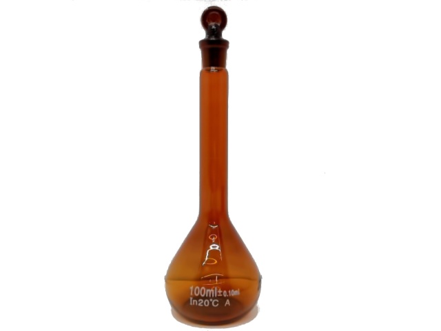 Volumetric Flask 100mL Amber Borosilicate Glass