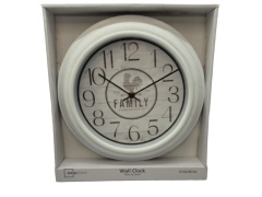 Wall Clock 12 Round White Family Premium Quality Mainstays