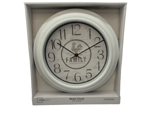 Wall Clock 12 Round White Family Premium Quality Mainstays\