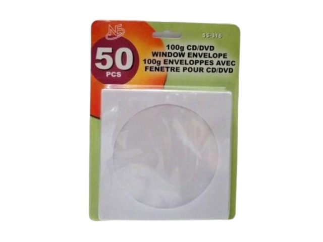 CD/DVD ENVELOPE SLEEVES 50/PK WHITE