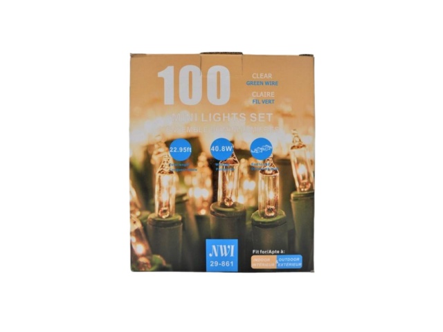 MINI LIGHT 100LT IN/OUTDOOR CLEAR BULB 22.95FT LENGTH