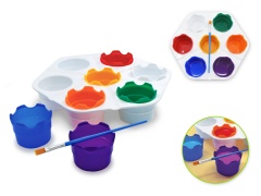 Krafty Kids: 9.8 Less-Of-A-Mess 7-Cup Paint Caddy w/Brush