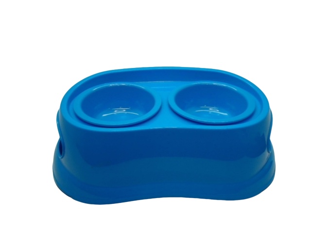 Dog Bowl Double Blue Plastic Petphabet