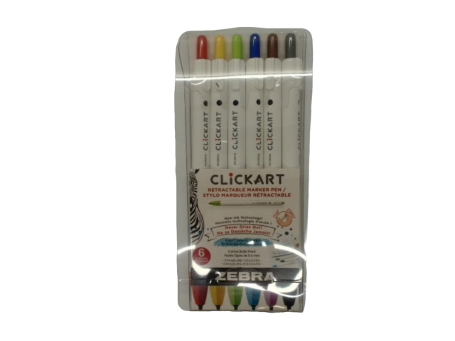 Retractable Marker Pen 6pk. Ass\'t Colours Clickart