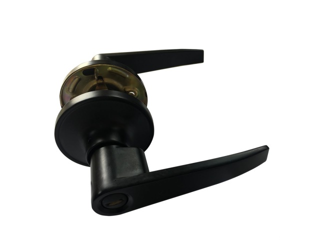 Door Lock Lever Privacy Black Straight Handle